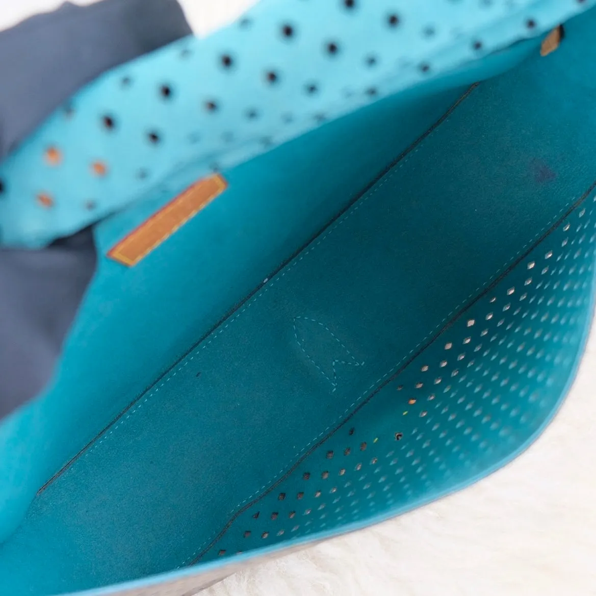 Perforated Monogram/Turquoise Saumur 30