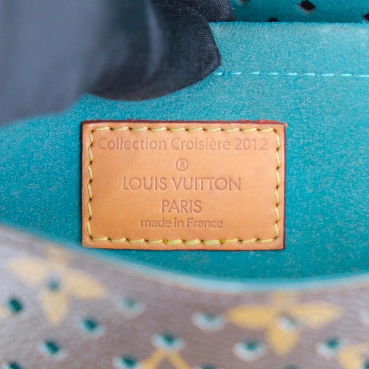 Perforated Monogram/Turquoise Saumur 30