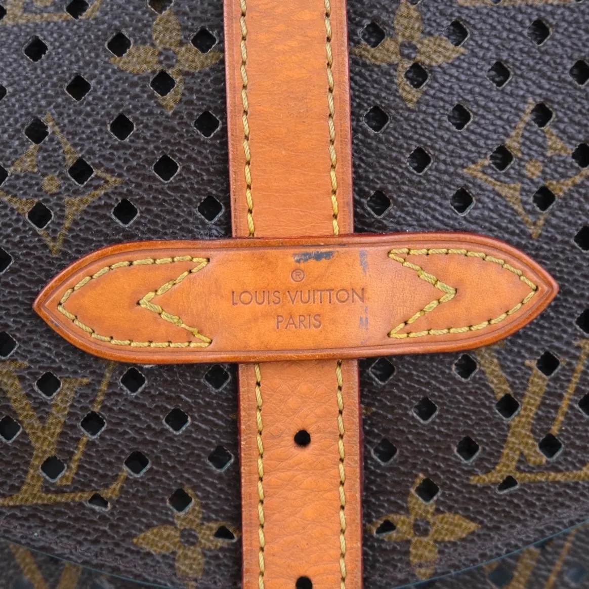 Perforated Monogram/Turquoise Saumur 30