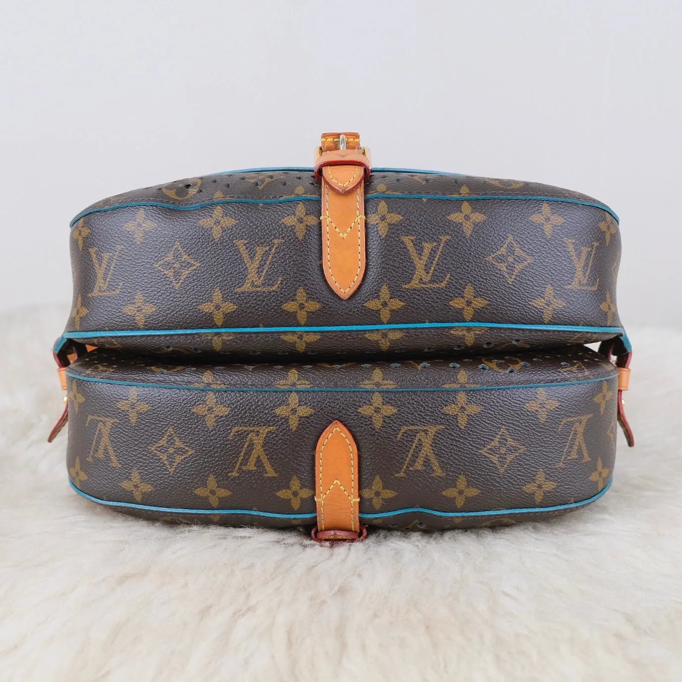 Perforated Monogram/Turquoise Saumur 30