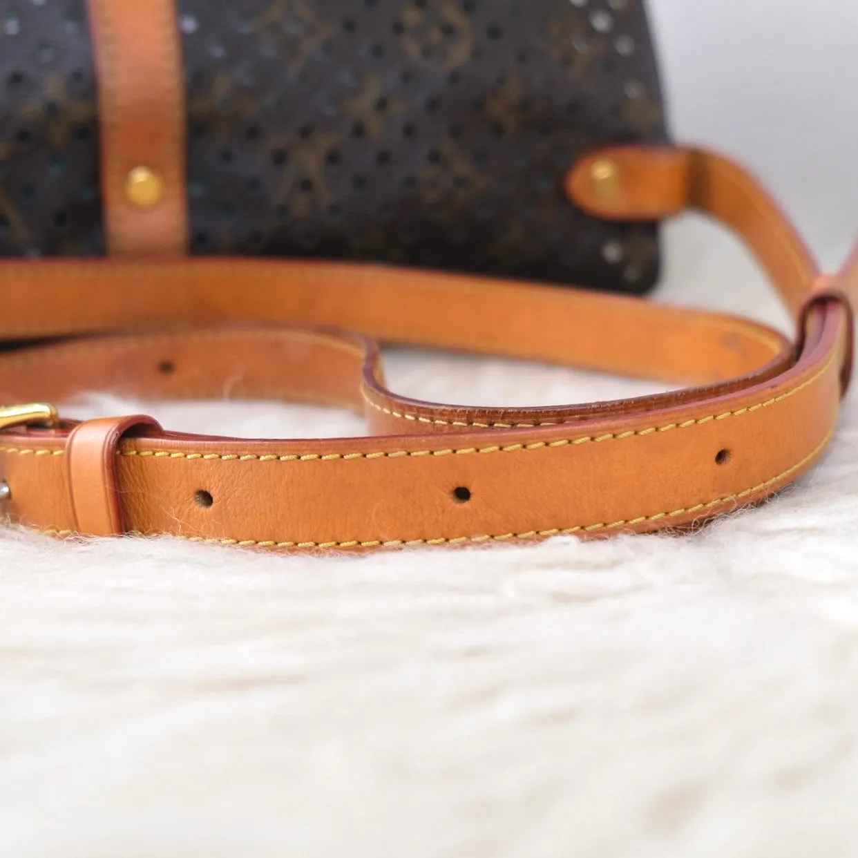 Perforated Monogram/Turquoise Saumur 30
