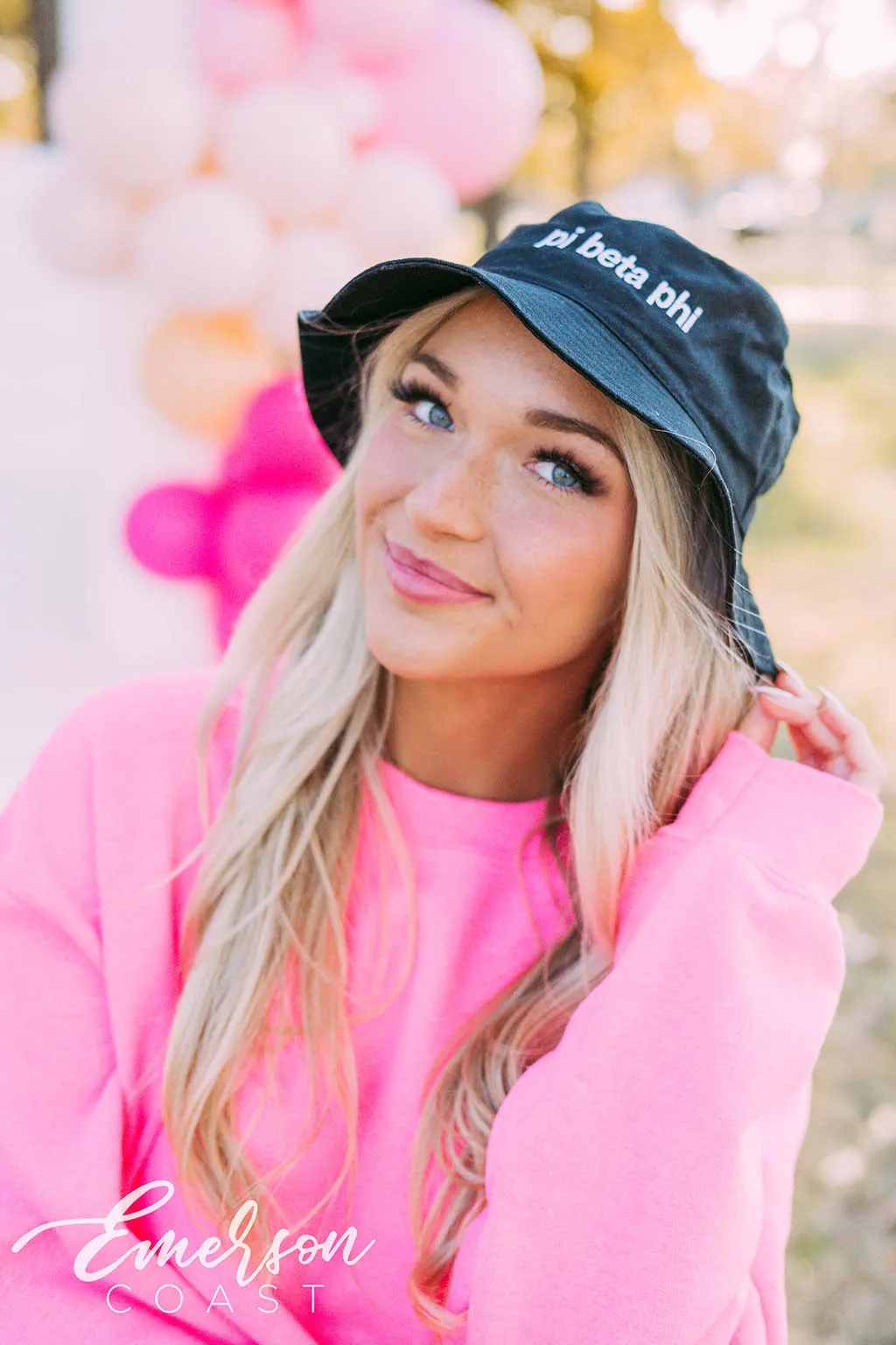 Pi Beta Phi PR Simple Black Bucket Hat
