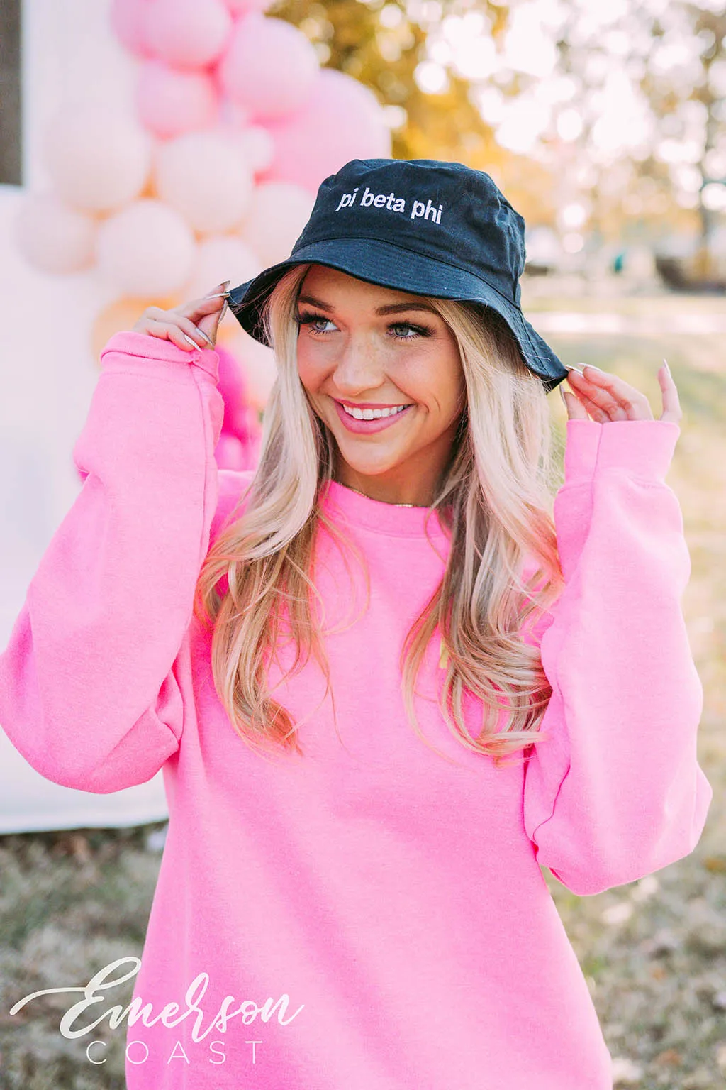Pi Beta Phi PR Simple Black Bucket Hat