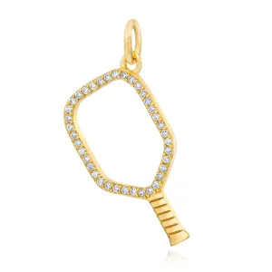 Pickleball Pendant | CZ Open Paddle in Gold Plate