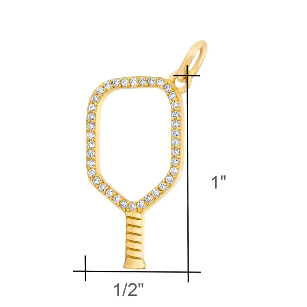 Pickleball Pendant | CZ Open Paddle in Gold Plate