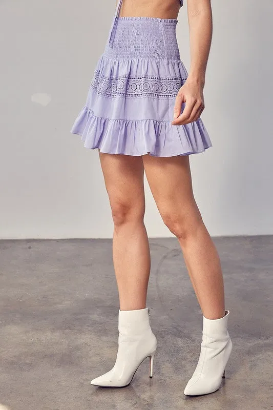 PICNIC TIME LACE TRIM DETAIL SKIRT