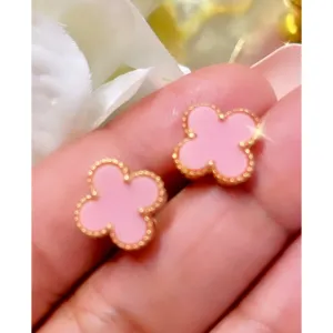 Pink Clover Studs