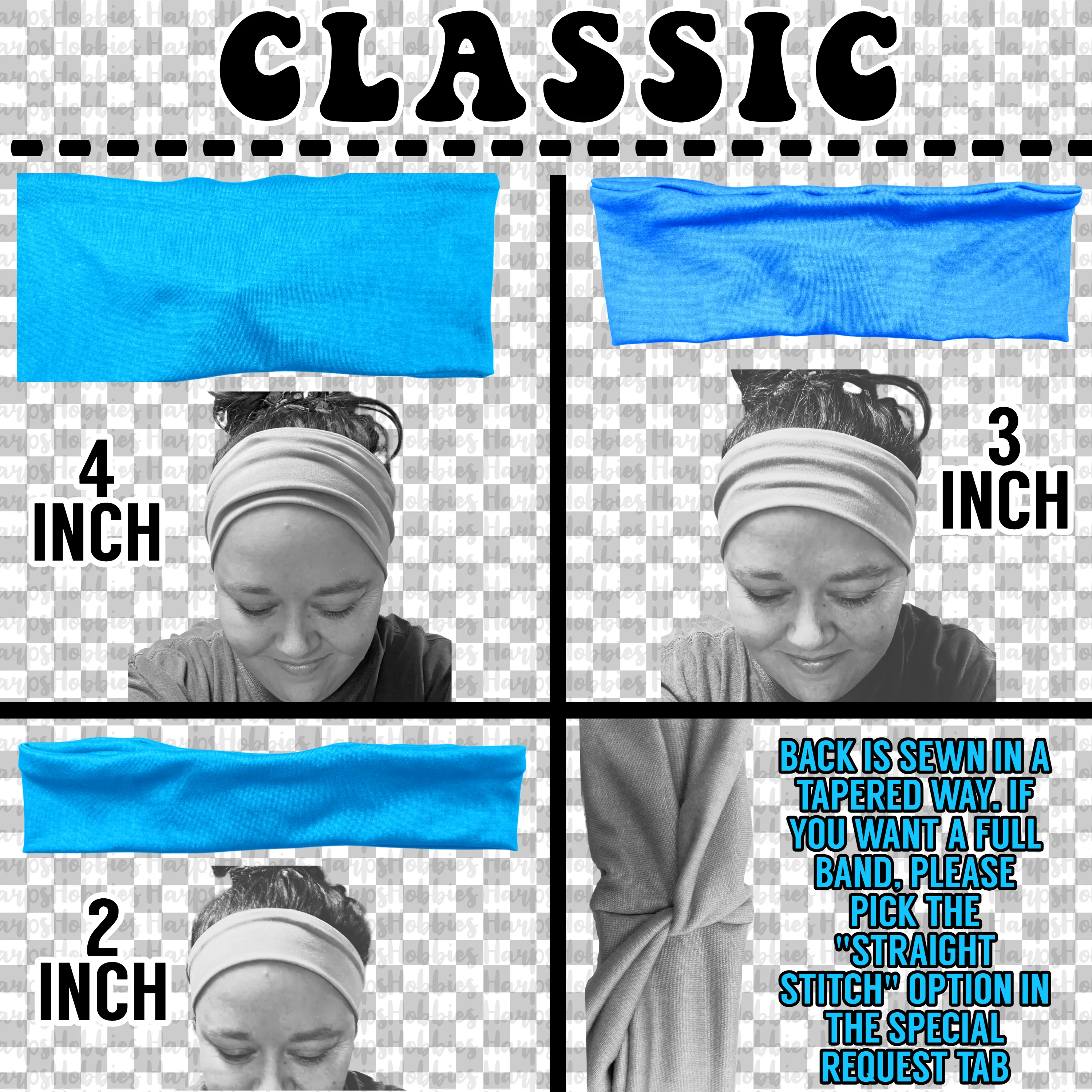 Pink/Blue Wavy Checkered Headband