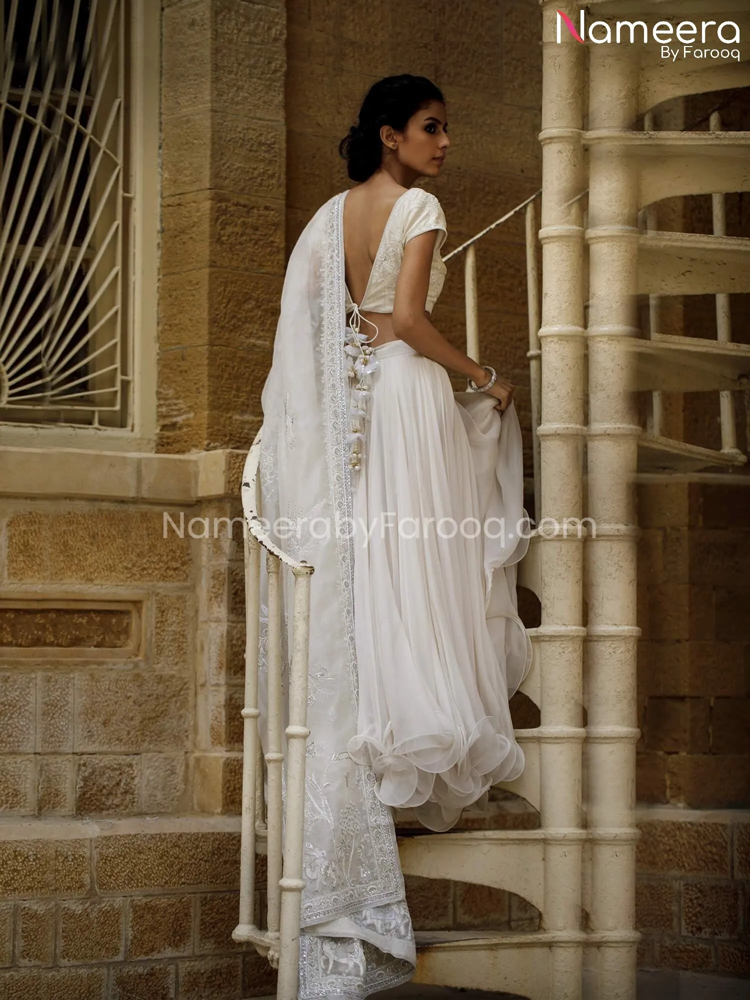 Plain Lehenga Choli in Ivory Color for Bride #BS196