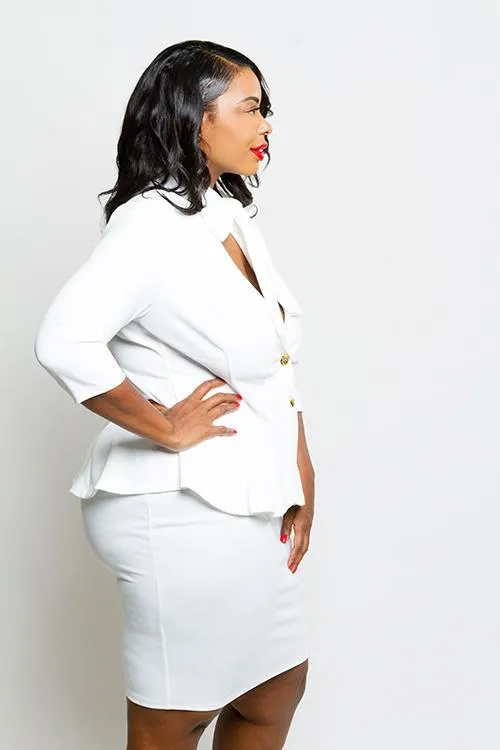 Plus Size Chic Blazer Bow Tie Matching Set [SALE]