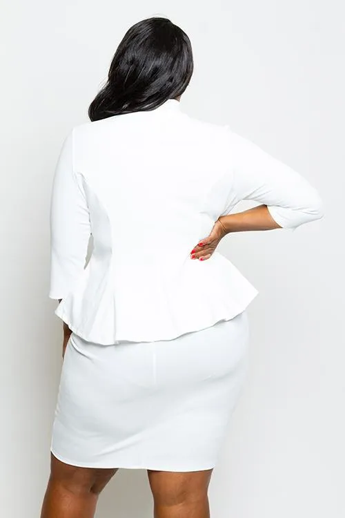 Plus Size Chic Blazer Bow Tie Matching Set [SALE]