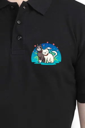 Polo Neck T-Shirt (Men) - Pawsitively Adorable Cats (10 Colours)