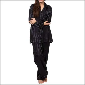 Polyester Satin Black Night Dress