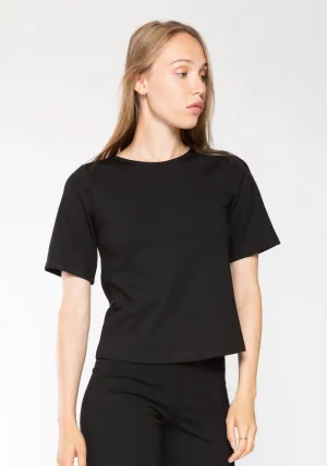 Ponte Knit Short Sleeve Top in Black