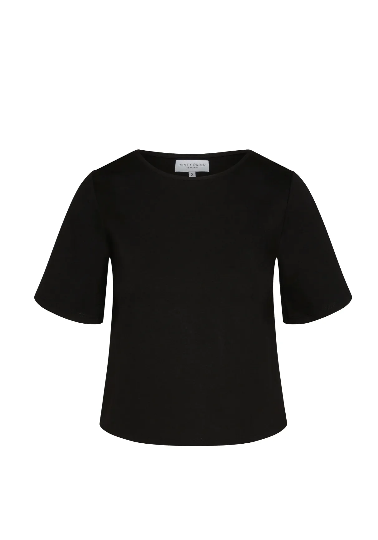 Ponte Knit Short Sleeve Top in Black