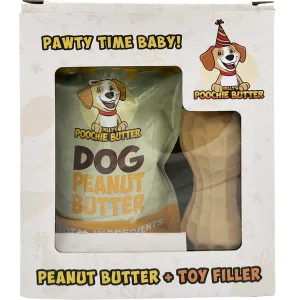 Poochie Butter - Peanut Butter and Natural Rubber Toy - Dog Birthday Bundle