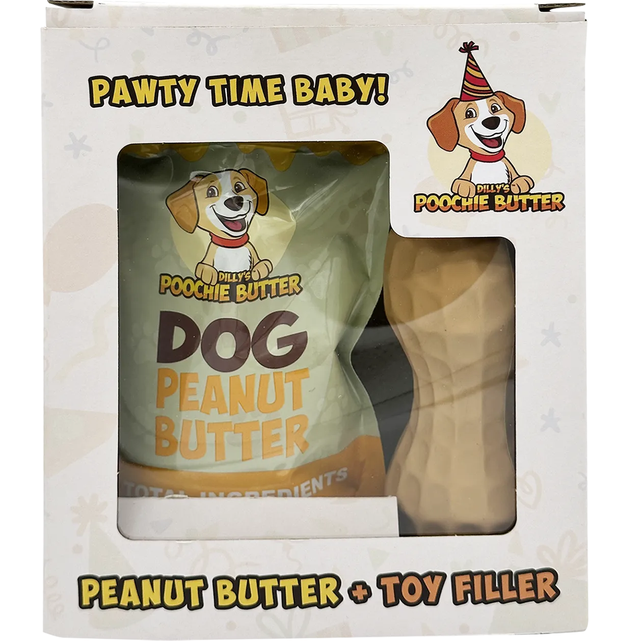 Poochie Butter - Peanut Butter and Natural Rubber Toy - Dog Birthday Bundle