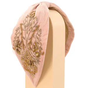 Powder Pink & Gold Wide Velvet Headband