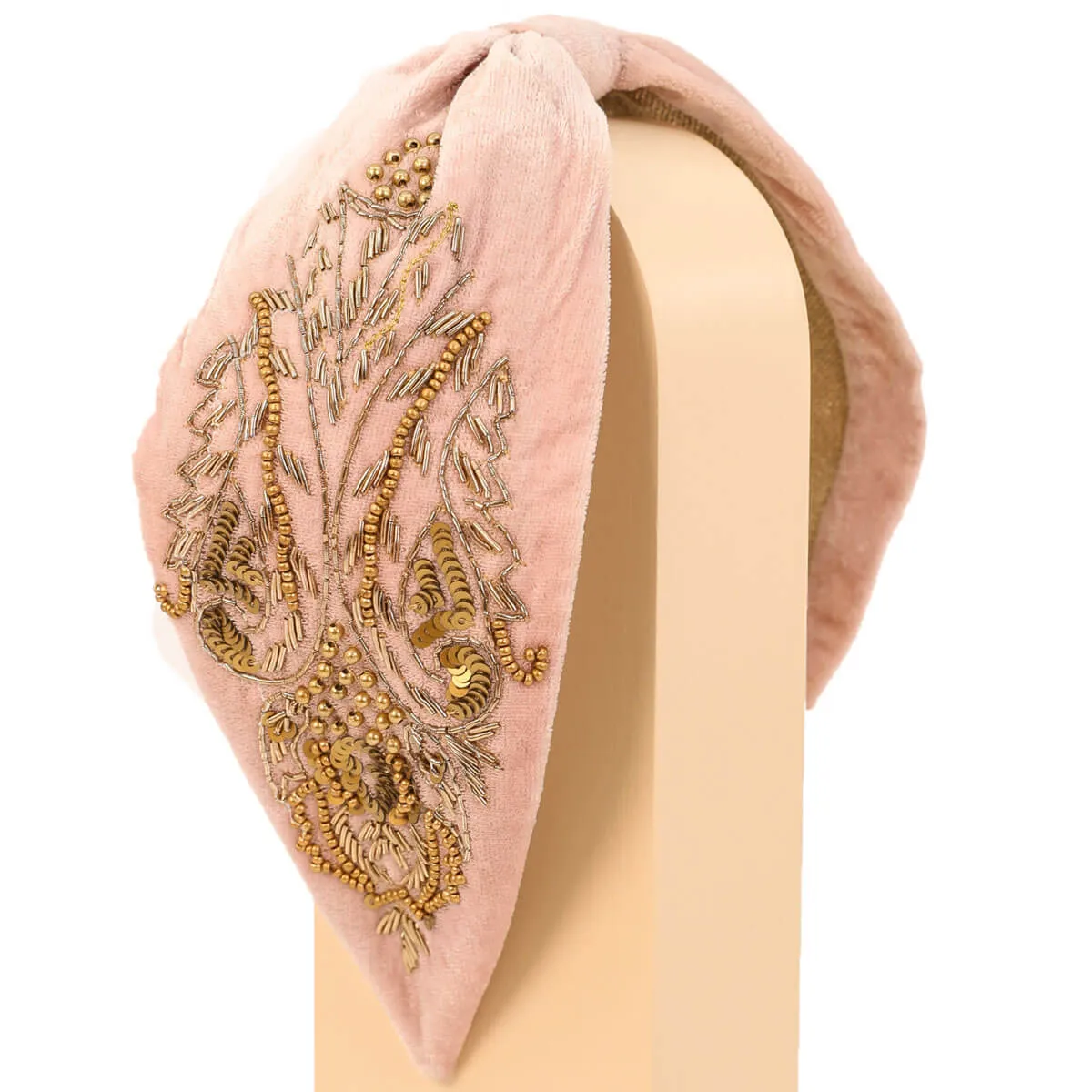 Powder Pink & Gold Wide Velvet Headband