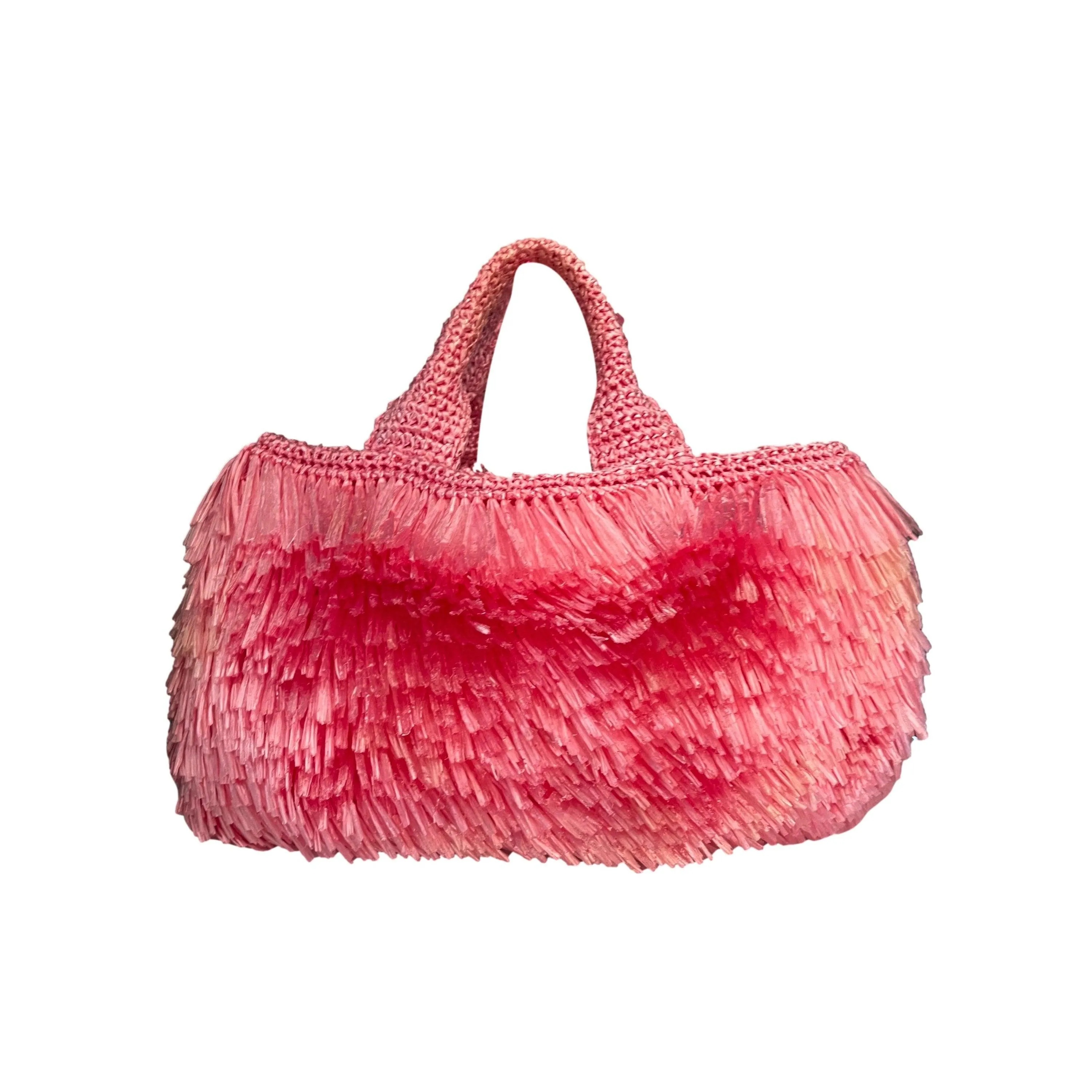 Prada Pink Fringe Jumbo Top Handle Bag