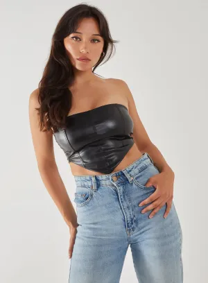 PU Seam Detail Corset Top