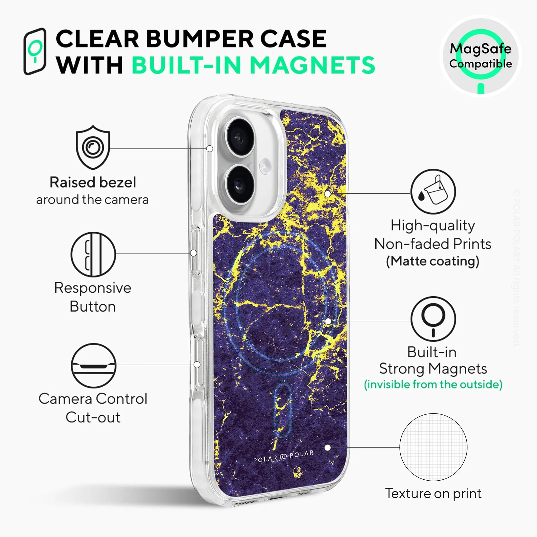 Purple Night - iPhone 16 Plus Clear Bumper MagSafe Case