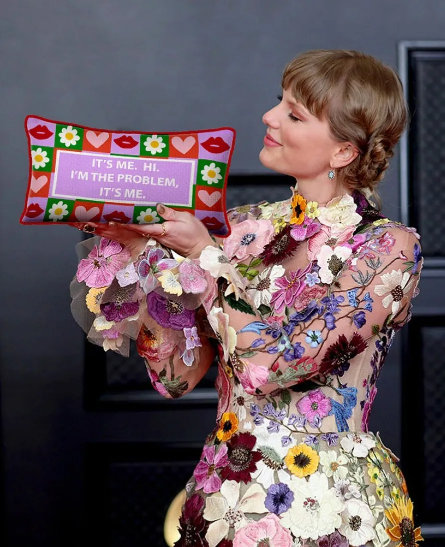 "It's Me, Hi, I'm The Problem" Needlepoint Pillow