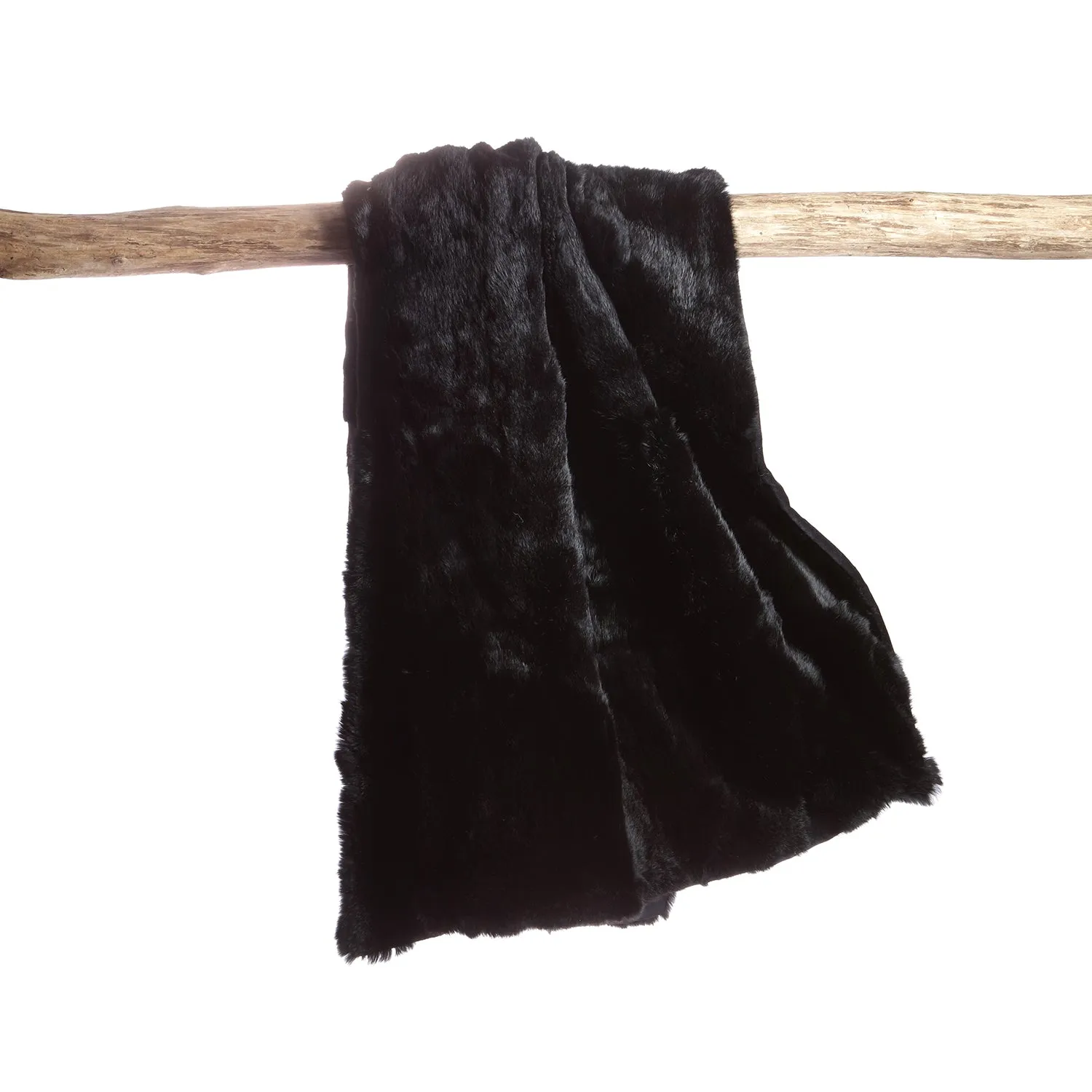 Rabbit Skin Throw - Deep Black