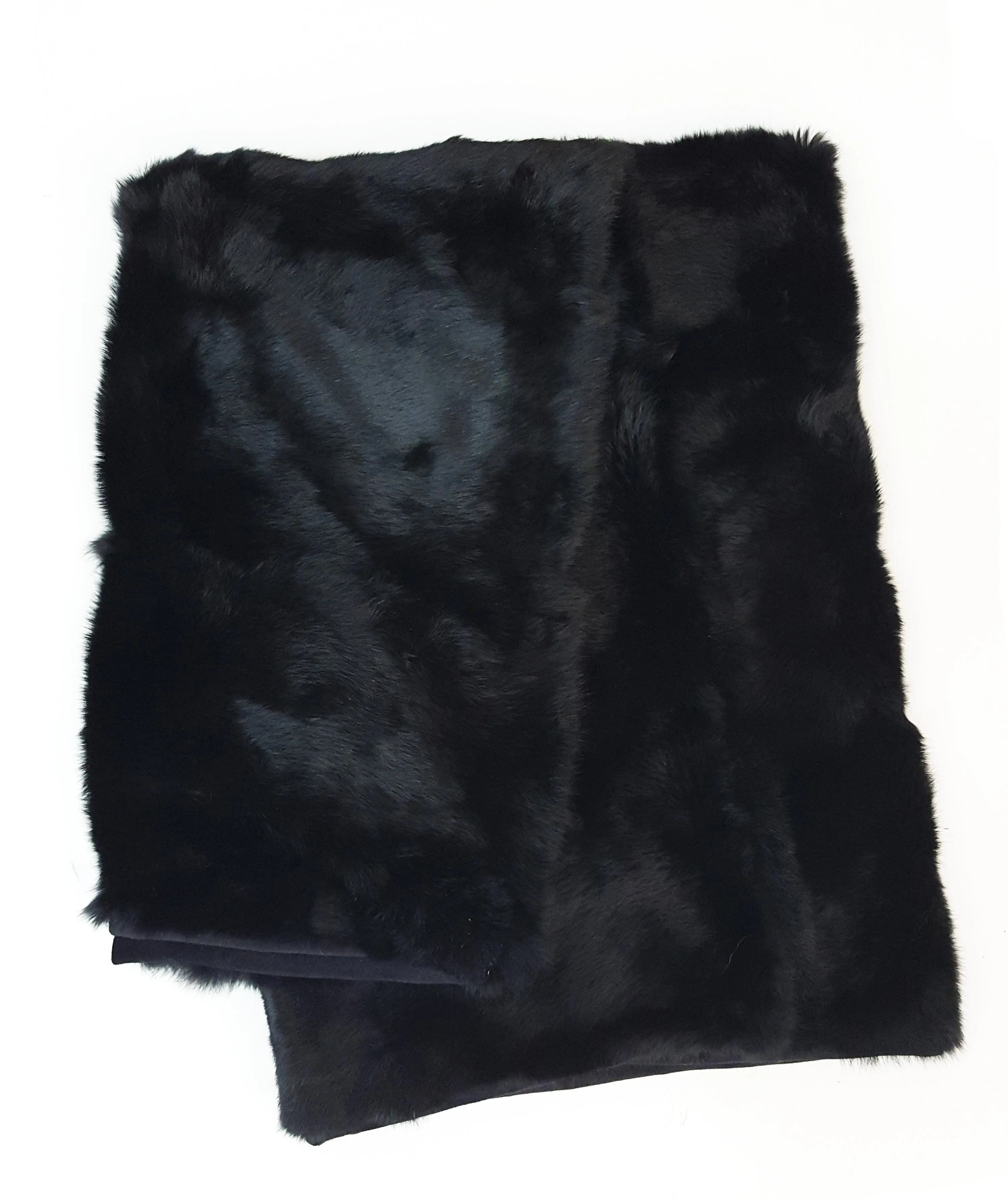 Rabbit Skin Throw - Deep Black