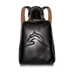 Racer Logo Leather Backpack