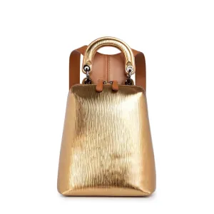 Racer Metallic Mini: Women's Designer Backpack in Gold Leather