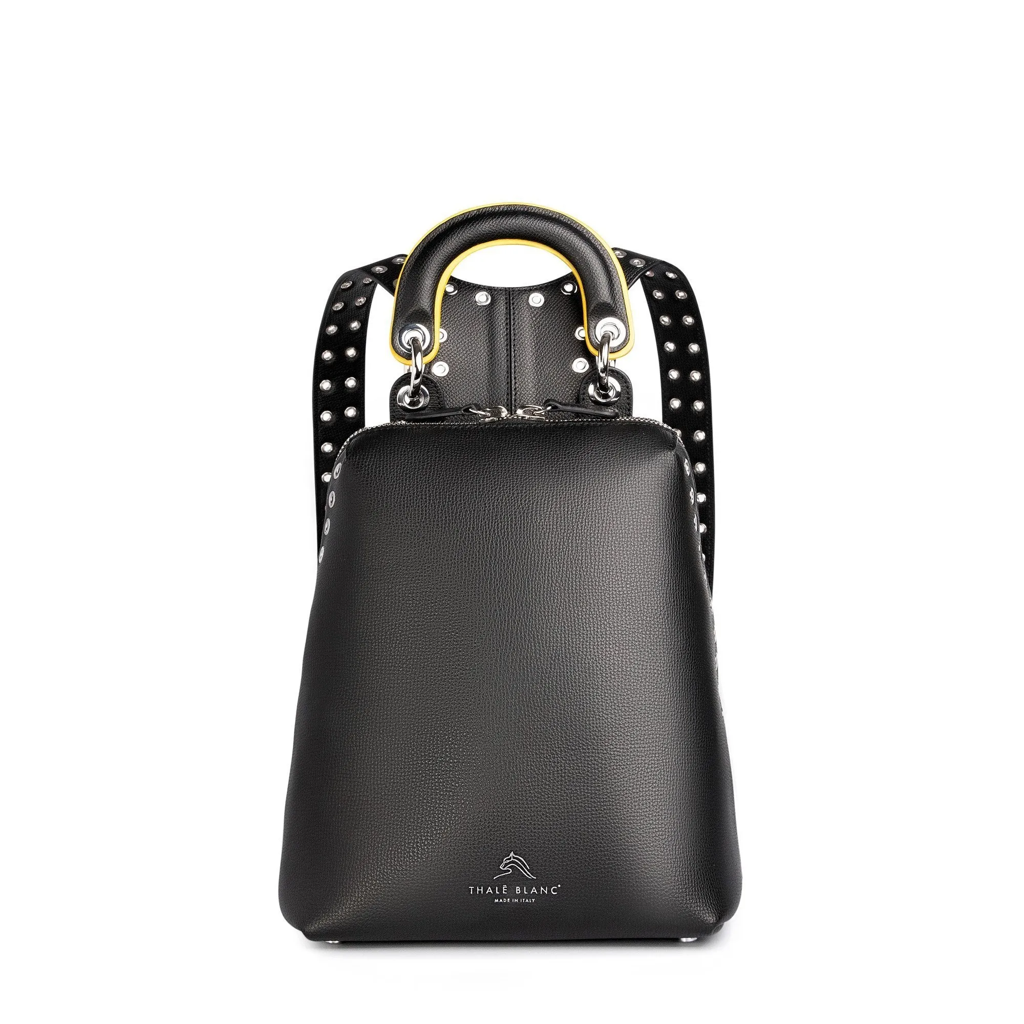 Racer Mini: Women's Designer Backpack in Black Leather