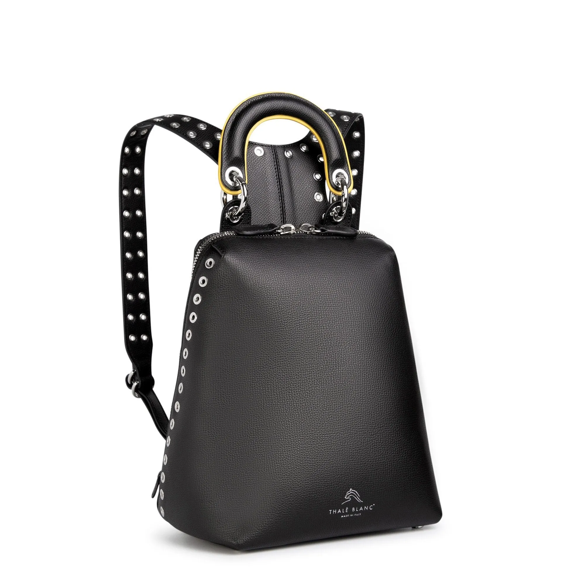 Racer Mini: Women's Designer Backpack in Black Leather