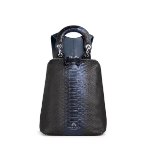 Racer Snake Mini: Women's Designer Backpack in Midnight Blue Leather