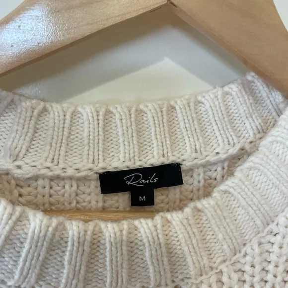 Rails Chic Cream Sweater with Eyelet Sleeves
