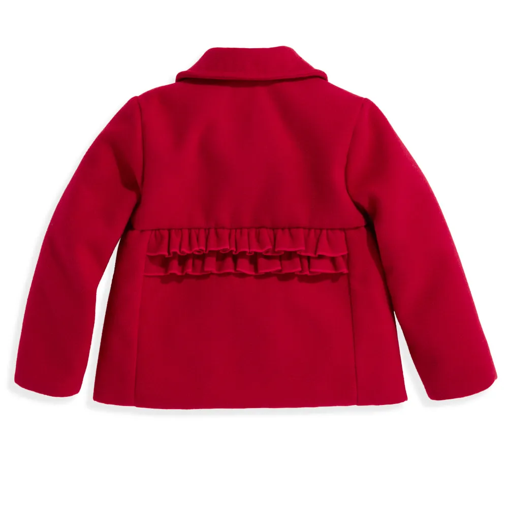 Red Ruffle Coat -- Red Mouflan