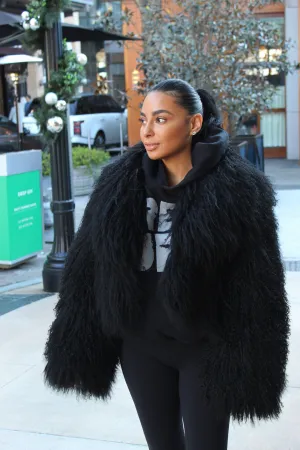 RICH BI$H MONGOLIAN COAT - BLACK