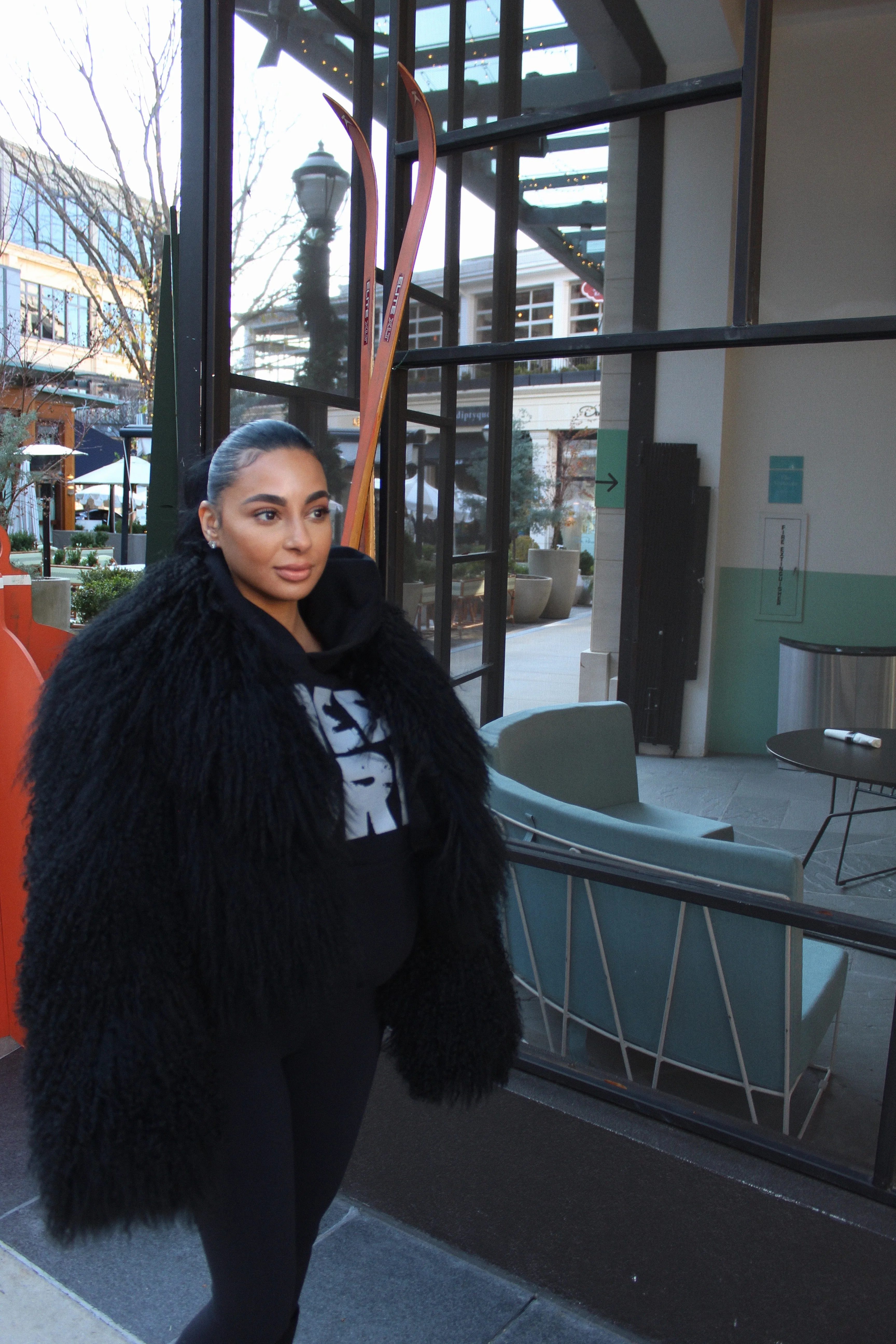 RICH BI$H MONGOLIAN COAT - BLACK