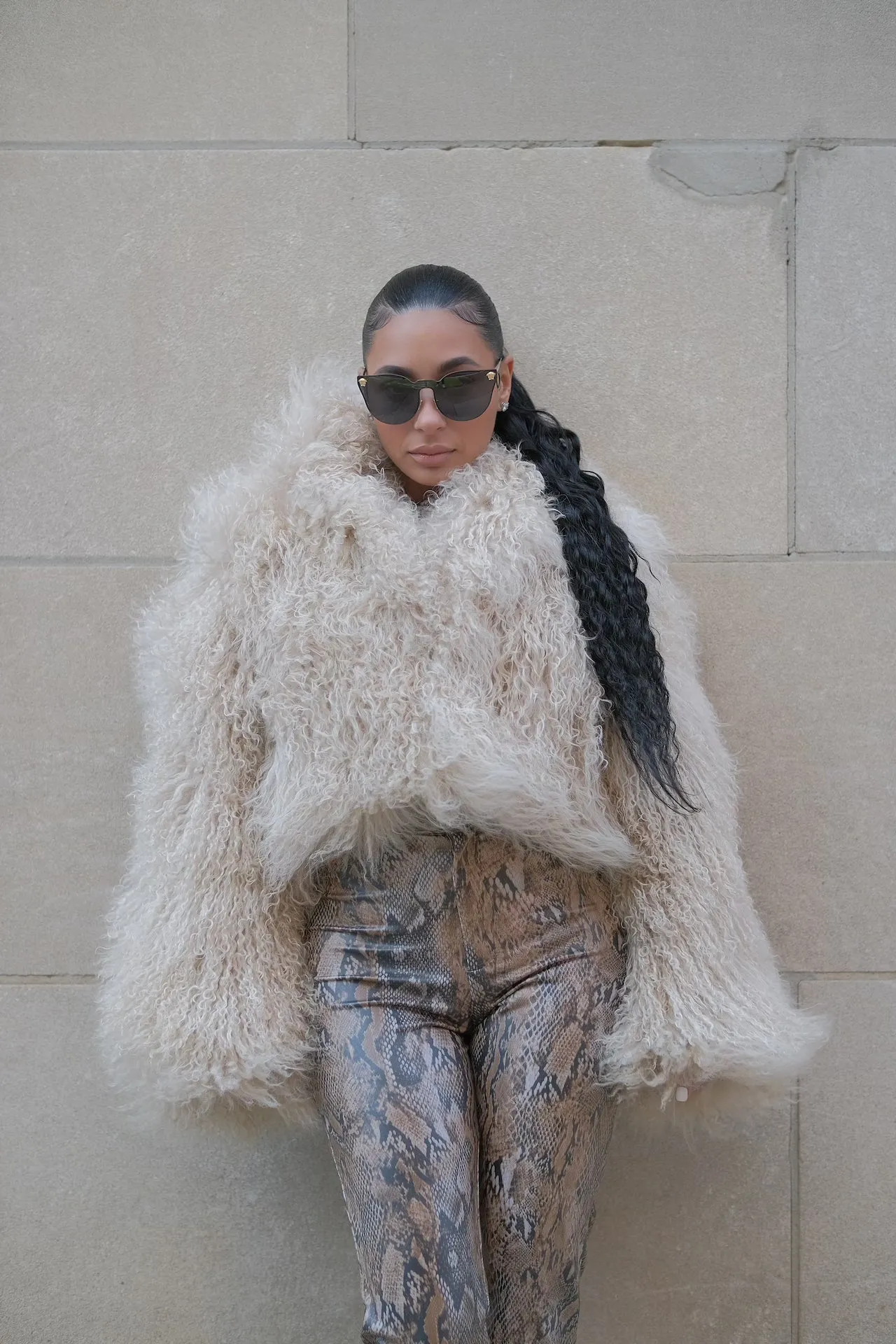 RICH BI$H MONGOLIAN COAT - CREAM