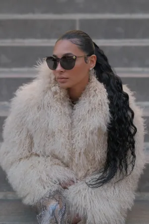 RICH BI$H MONGOLIAN COAT - CREAM