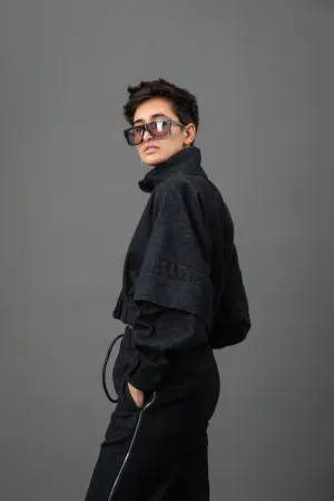 Ripley Navy Cropped Voluminous Jacket