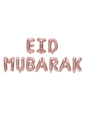 Rose Gold 'Eid Mubarak' Foil Letter Balloons