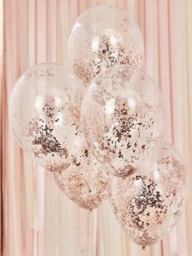 Rose Gold Shredded Confetti Balloons