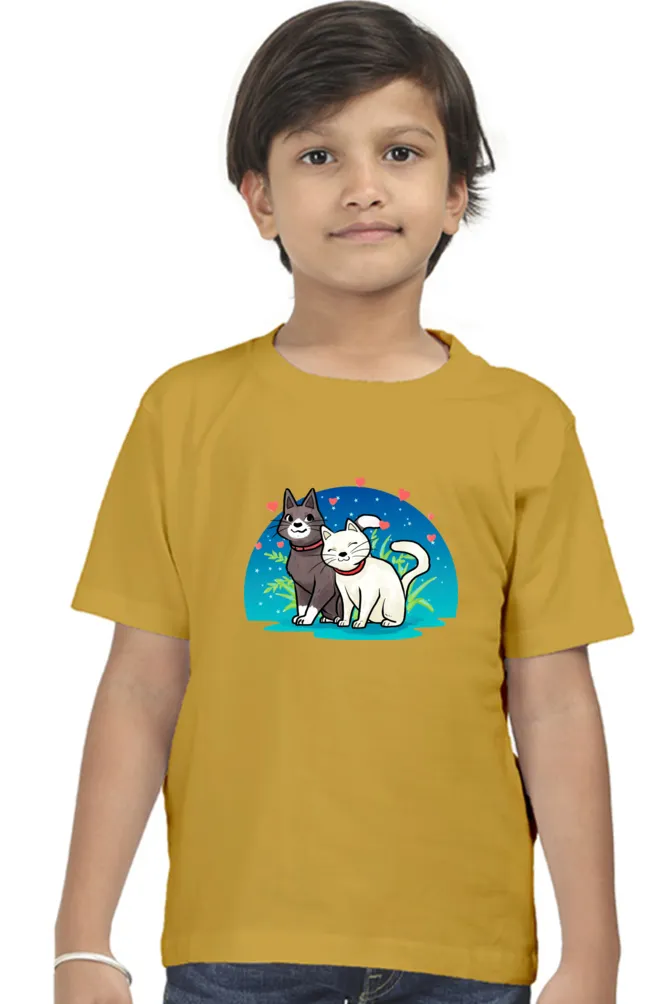 Round Neck T-Shirt (Boys) - Pawsitively Adorable Cats (10 Colours)