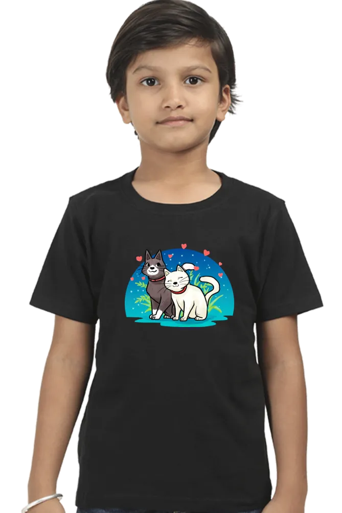 Round Neck T-Shirt (Boys) - Pawsitively Adorable Cats (10 Colours)