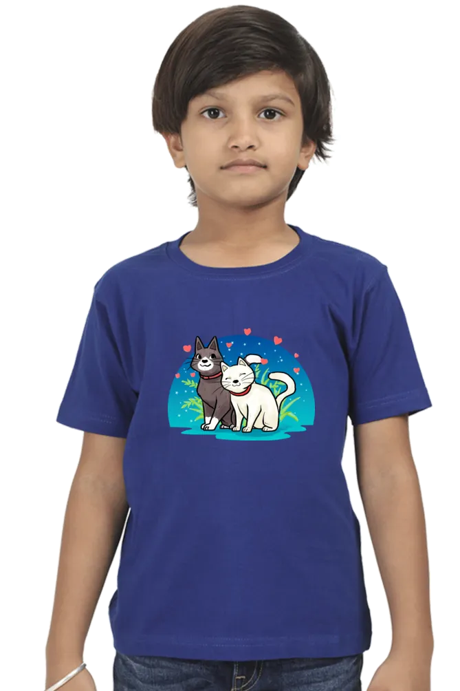 Round Neck T-Shirt (Boys) - Pawsitively Adorable Cats (10 Colours)