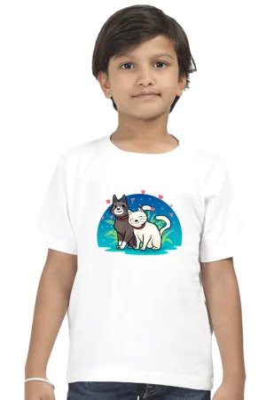 Round Neck T-Shirt (Boys) - Pawsitively Adorable Cats (10 Colours)