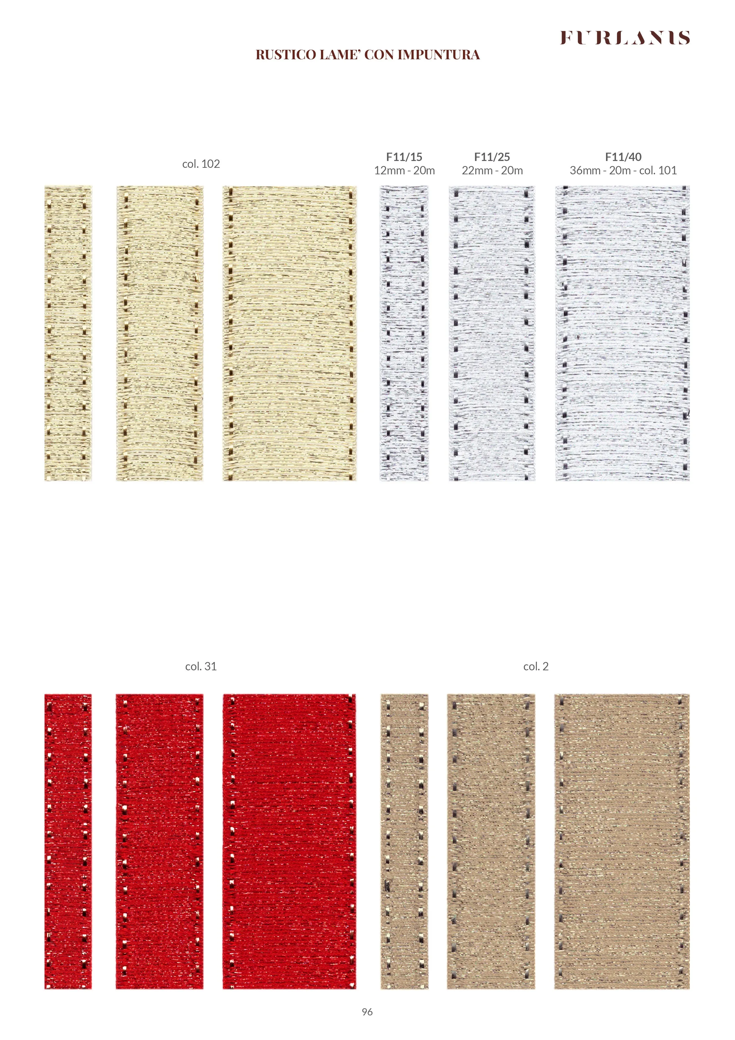 Rustico Lurex con Impuntura Rosso 15 mm