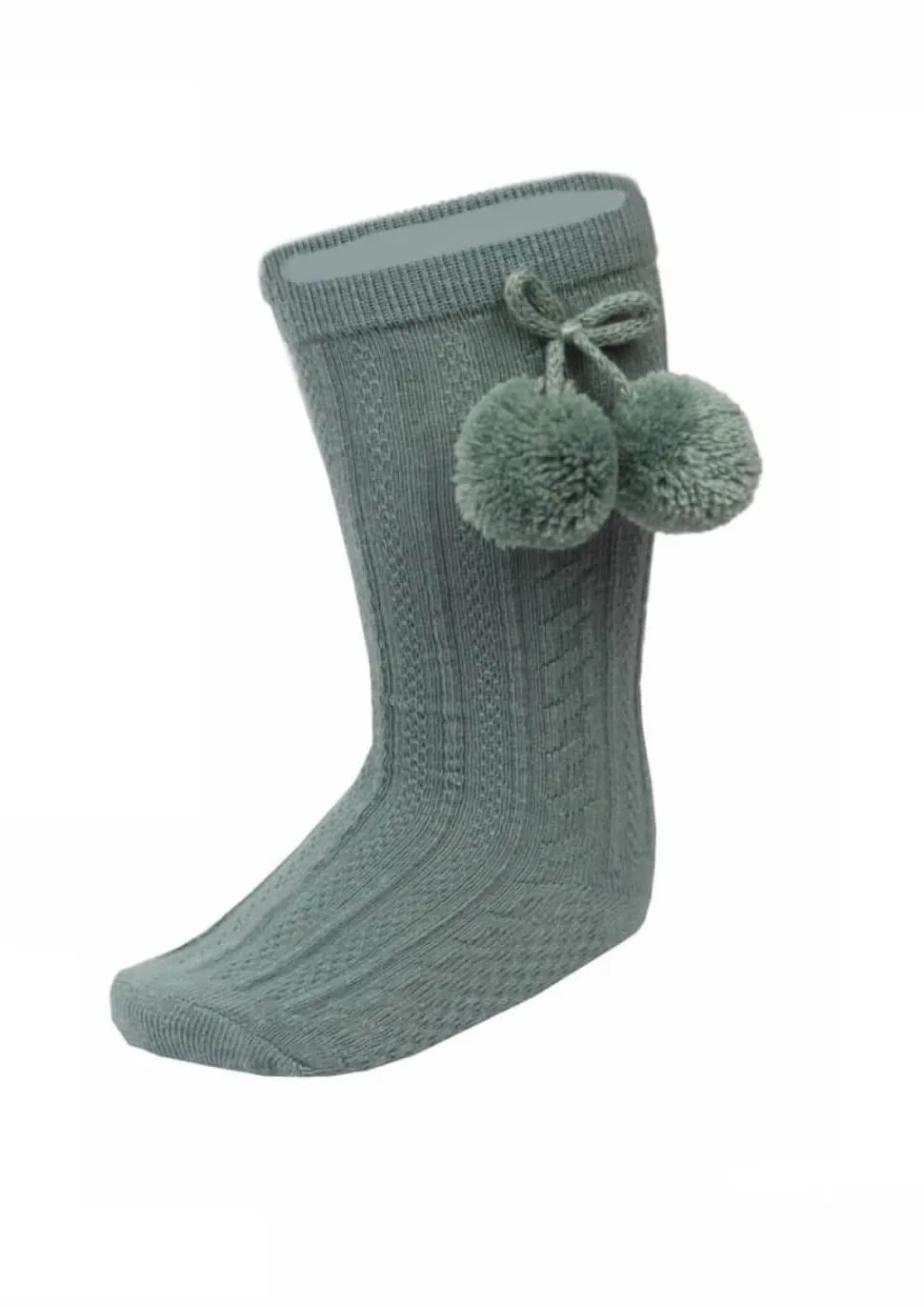 Sage Pom Knee High Socks