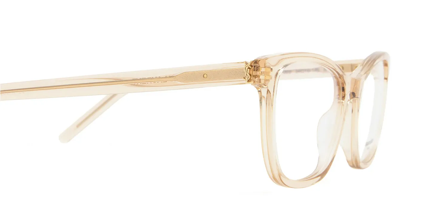 Saint Laurent MONOGRAM SL M121O 003 Square Plastic Nude Eyeglasses with Logo Stamped Demo Lenses